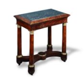 AN EMPIRE STYLE MARBLE-TOPPED MAHOGANY CENTRE TABLE, 19TH CENTURY