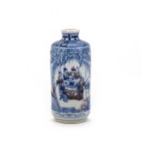A CHINESE COPPER-RED, BLUE AND WHITE PORCELAIN SNUFF BOTTLE