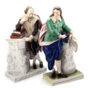 A LARGE PAIR OF STAFFORDSHIRE FIGURES OF SHAKESPEARE AND MILTON, CIRCA 1850
