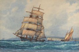 FREDERICK JAMES ALDRIDGE (1850-1933) SHIPPING OFF THE SOUTH COAST