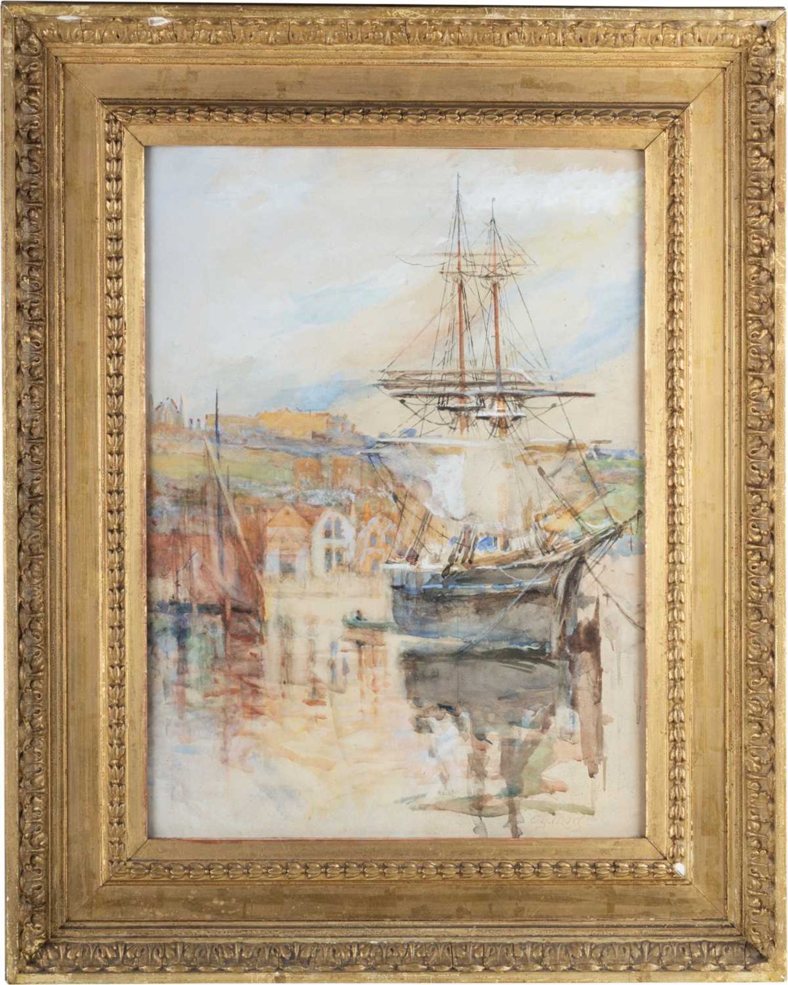 ALFRED GEORGE MORGAN (1848-1930) PAIR OF VIEWS OF SHIPS AT WHITBY - Image 2 of 5