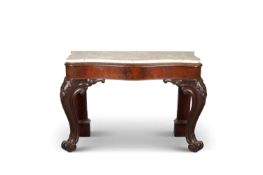 A 19TH CENTURY MAHOGANY AND FAUX MARBLE CONSOLE TABLE