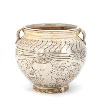 A CHINESE CIZHOU TWIN-HANDLED JAR