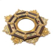 AN ARTS AND CRAFTS BRASS-MOUNTED WALL MIRROR