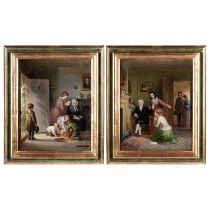 J.N SUTTIER? (19TH CENTURY SCHOOL) PAIR OF INTERIOR SCENES