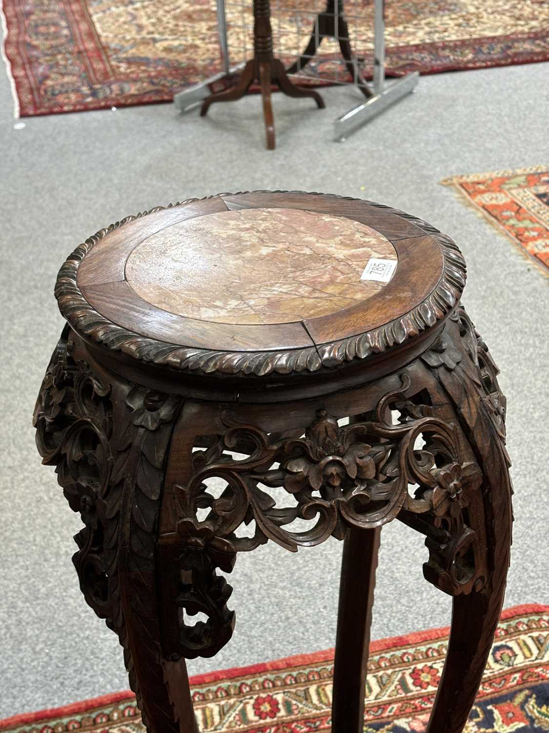 A CHINESE MARBLE-INSET HARDWOOD JARDINIÈRE STAND, 19TH CENTURY - Image 5 of 6