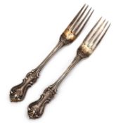 A PAIR OF RUSSIAN SILVER TABLE FORKS