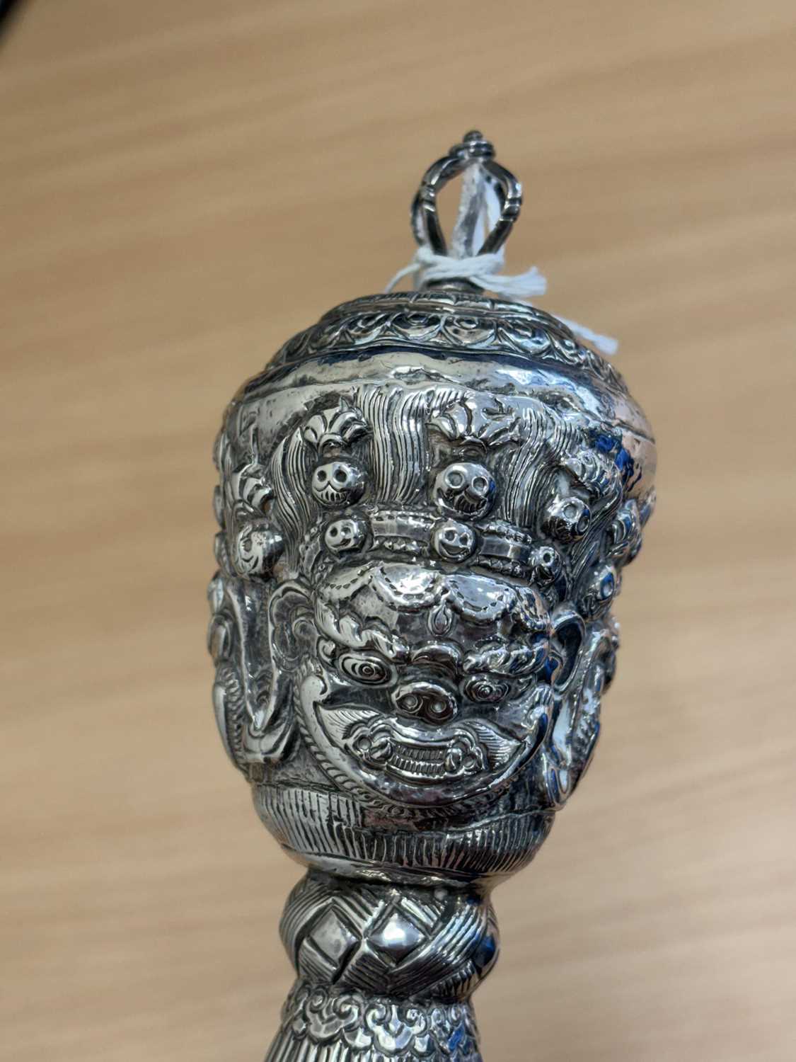 A TIBETAN SILVER-MOUNTED PHURBA - Image 7 of 11