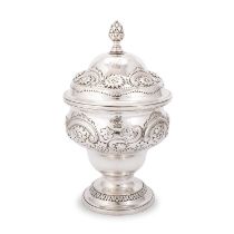 A GEORGE III SILVER SWEETMEAT BOWL AND COVER
