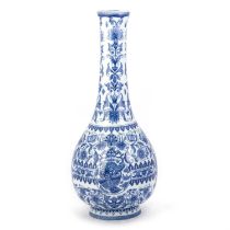 A CHINESE BLUE AND WHITE BOTTLE VASE