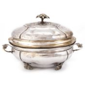 A CONTINENTAL SILVER TUREEN AND COVER, PROBABLY 18TH CENTURY