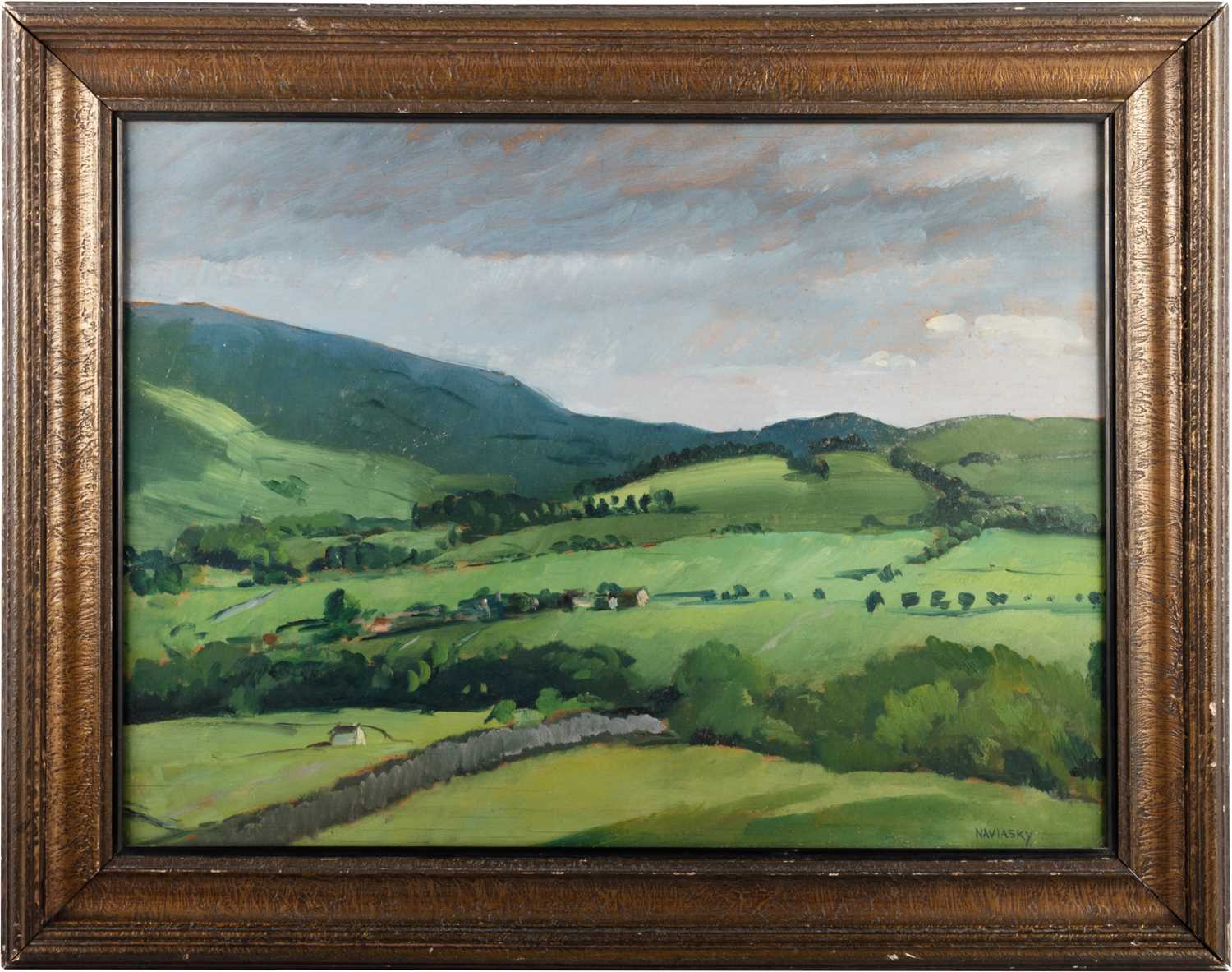 PHILIP NAVIASKY (1894-1983) COUNTRY LANDSCAPE WITH FARM BUILDINGS - Image 3 of 4