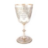 A LARGE VICTORIAN SILVER PRESENTATION GOBLET