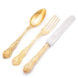 A RARE FRENCH SILVER-GILT THREE-PIECE CHRISTENING SET