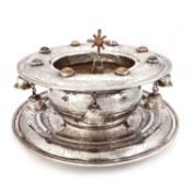 AN SPANISH SILVER BOWL ON STAND