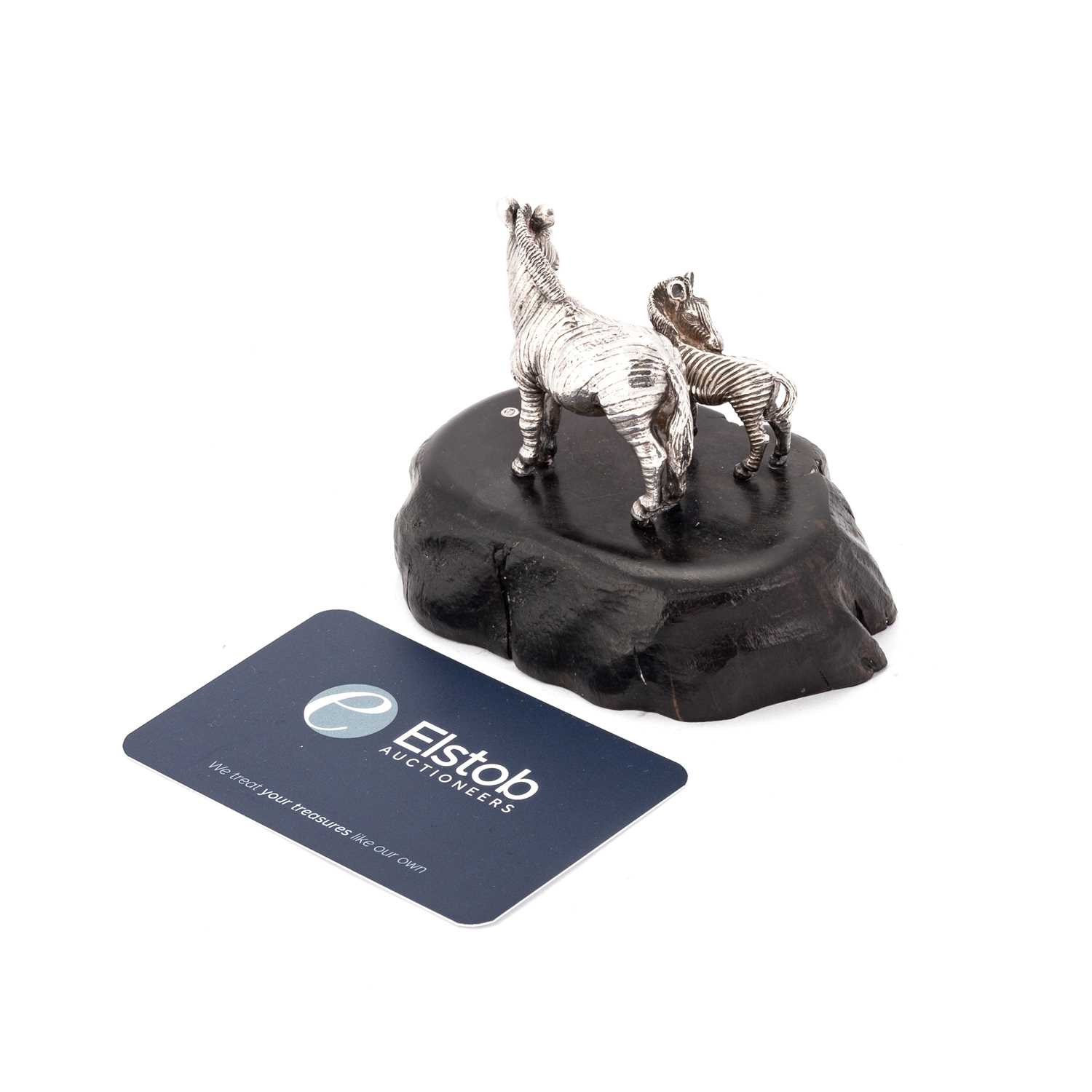 PATRICK MAVROS: A SILVER ZEBRA AND FOAL ON A BLACKWOOD BASE - Image 2 of 3