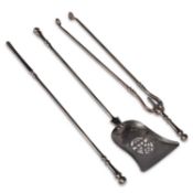 A SET OF THREE 19TH CENTURY POLISHED STEEL FIRE IRONS