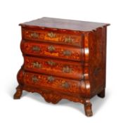 A DUTCH MARQUETRY BOMBE COMMODE, 19TH CENTURY