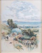 MYLES BIRKET FOSTER, R.W.S (1825-1899) COUNTRY PATH WITH HAY WAGON