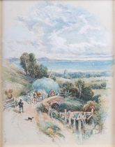 MYLES BIRKET FOSTER, R.W.S (1825-1899) COUNTRY PATH WITH HAY WAGON
