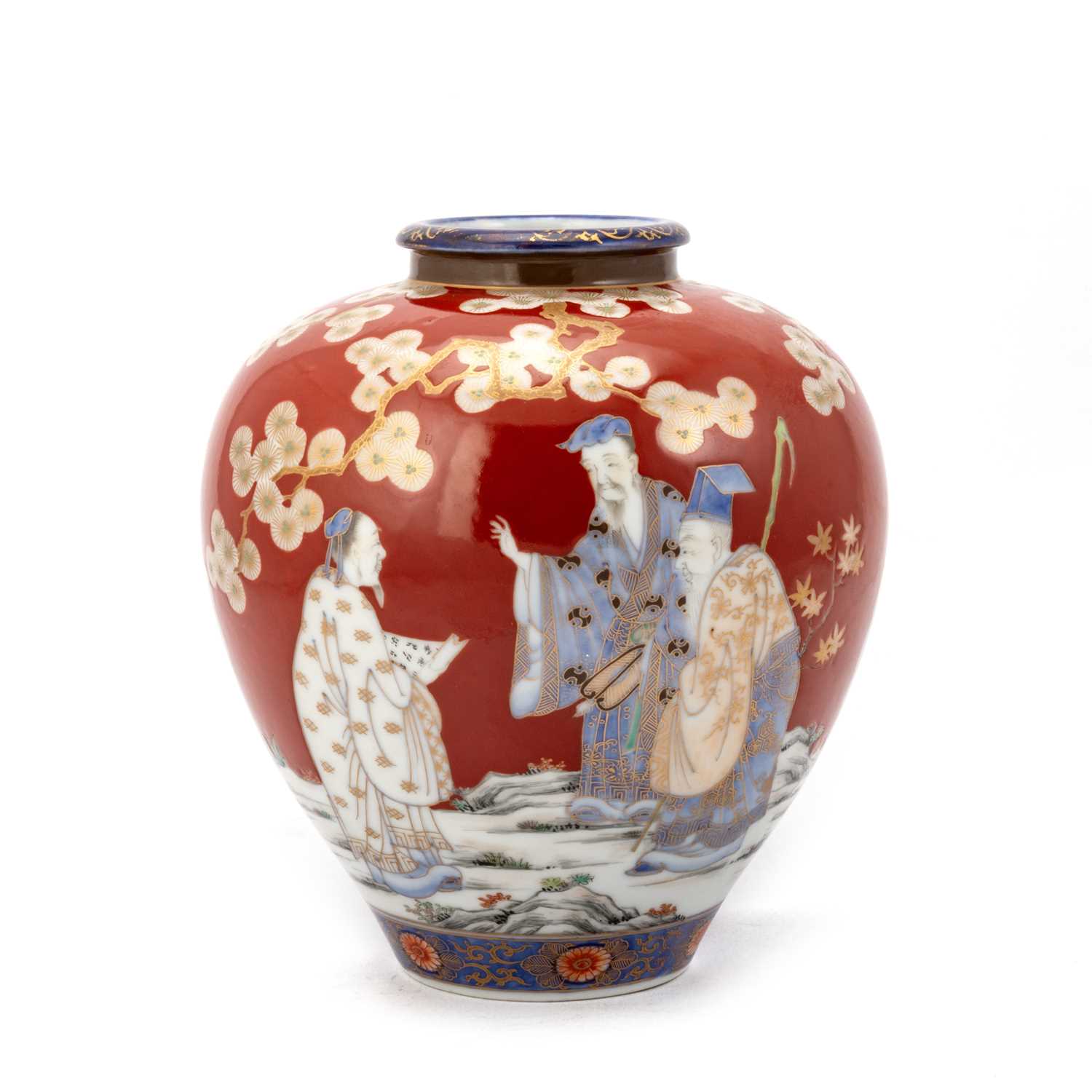 A FUKAGAWA RED-GROUND VASE, JAPANESE, EARLY 20TH CENTURY - Image 2 of 3