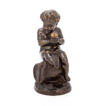 A BRONZE FIGURE OF A BACCHUS PUTTO