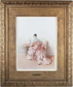GUSTAVO SIMONI (ITALIAN 1845-1926) PORTRAIT OF A LADY SEATED AT A TABLE