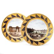 A PAIR OF PARIS PORCELAIN TOPOGRAPHICAL PLATES, LATE 19TH CENTURY
