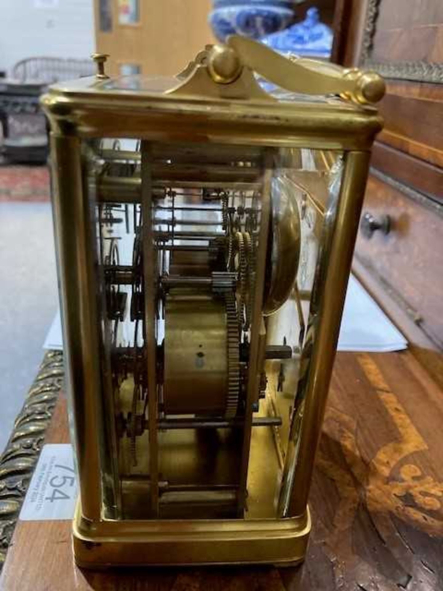 A FRENCH BRASS-CASED HOUR REPEATING CARRIAGE CLOCK, CIRCA 1840, SIGNED SCHERER A PARIS - Image 3 of 5