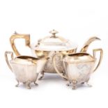 A CHINESE EXPORT SILVER THREE-PIECE TEA SERVICE