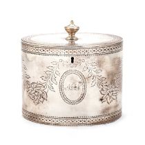 A GEORGE III SILVER TEA CADDY