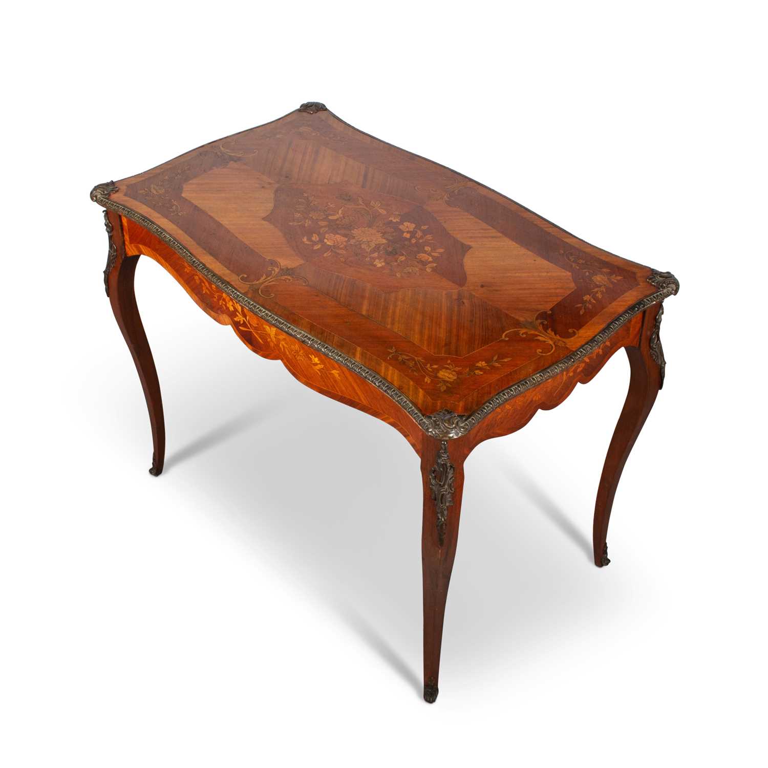 A LOUIS XV STYLE ORMOLU-MOUNTED FLORAL MARQUETRY WRITING TABLE, LATE 19TH CENTURY - Image 2 of 2