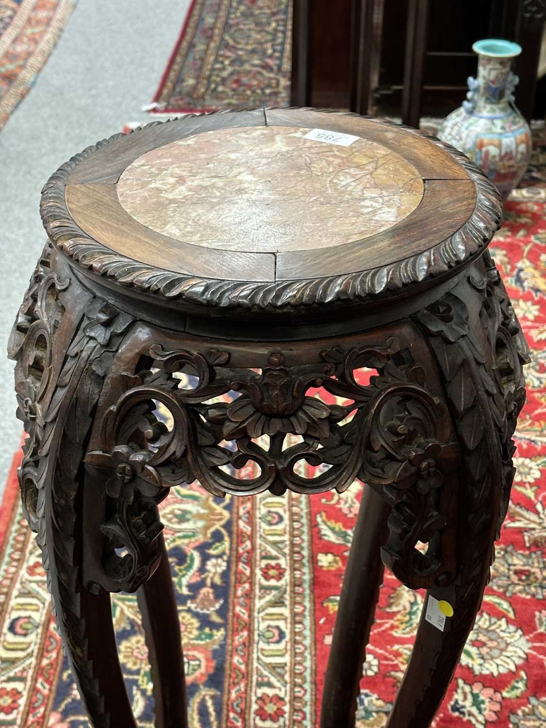 A CHINESE MARBLE-INSET HARDWOOD JARDINIÈRE STAND, 19TH CENTURY - Image 6 of 6