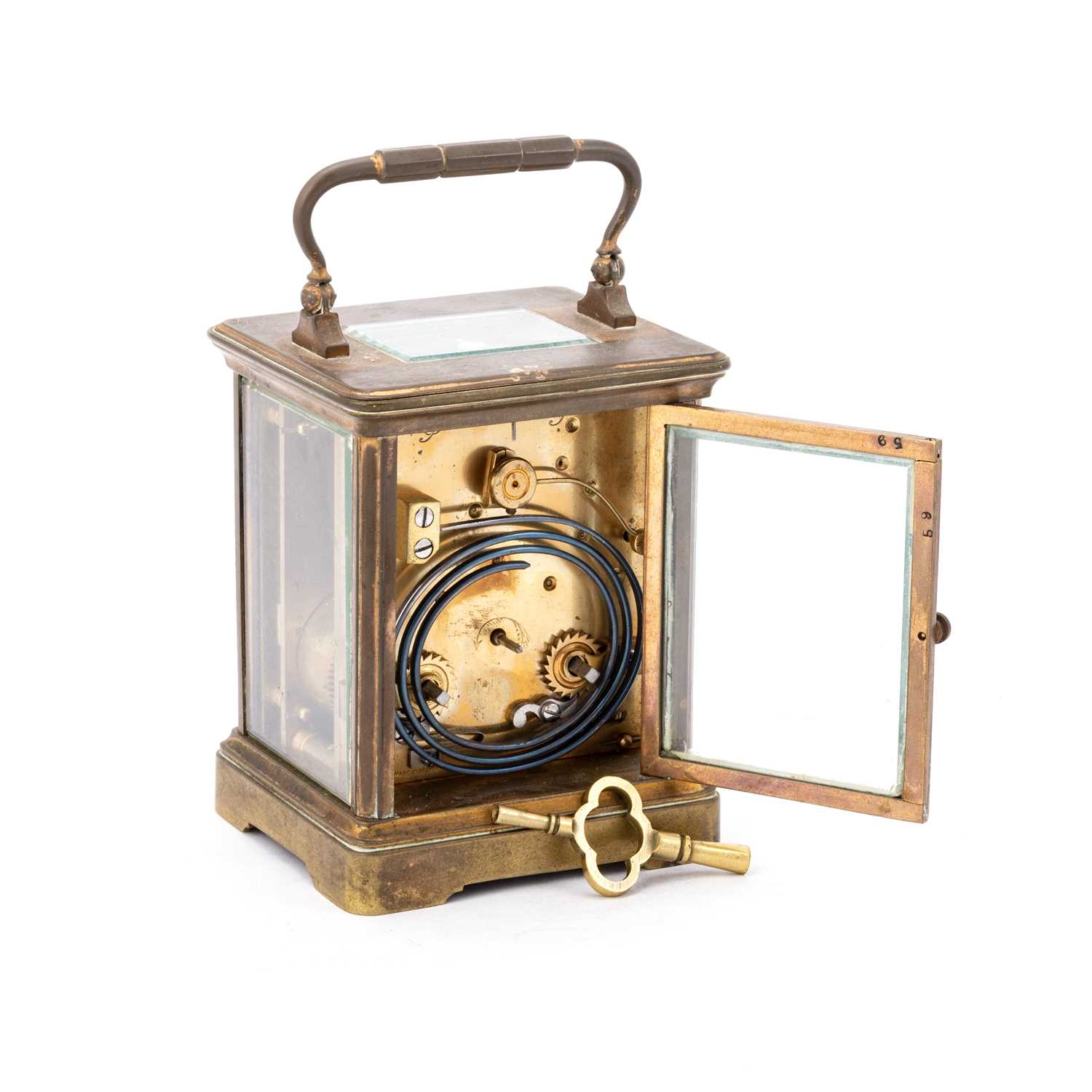 A FRENCH BRASS-CASED CARRIAGE CLOCK, EARLY 20TH CENTURY - Image 2 of 2