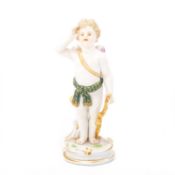 A MEISSEN FIGURE OF A SALUTING CUPID, DESIGNED BY AUGUST RINGLER, CIRCA 1890