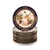 A FINE SET OF TWELVE VIENNA STYLE CABINET PLATES, LATE 19TH CENTURY