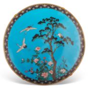 A VERY LARGE JAPANESE CLOISONNÉ ENAMEL CHARGER, MEIJI PERIOD, 19TH CENTURY