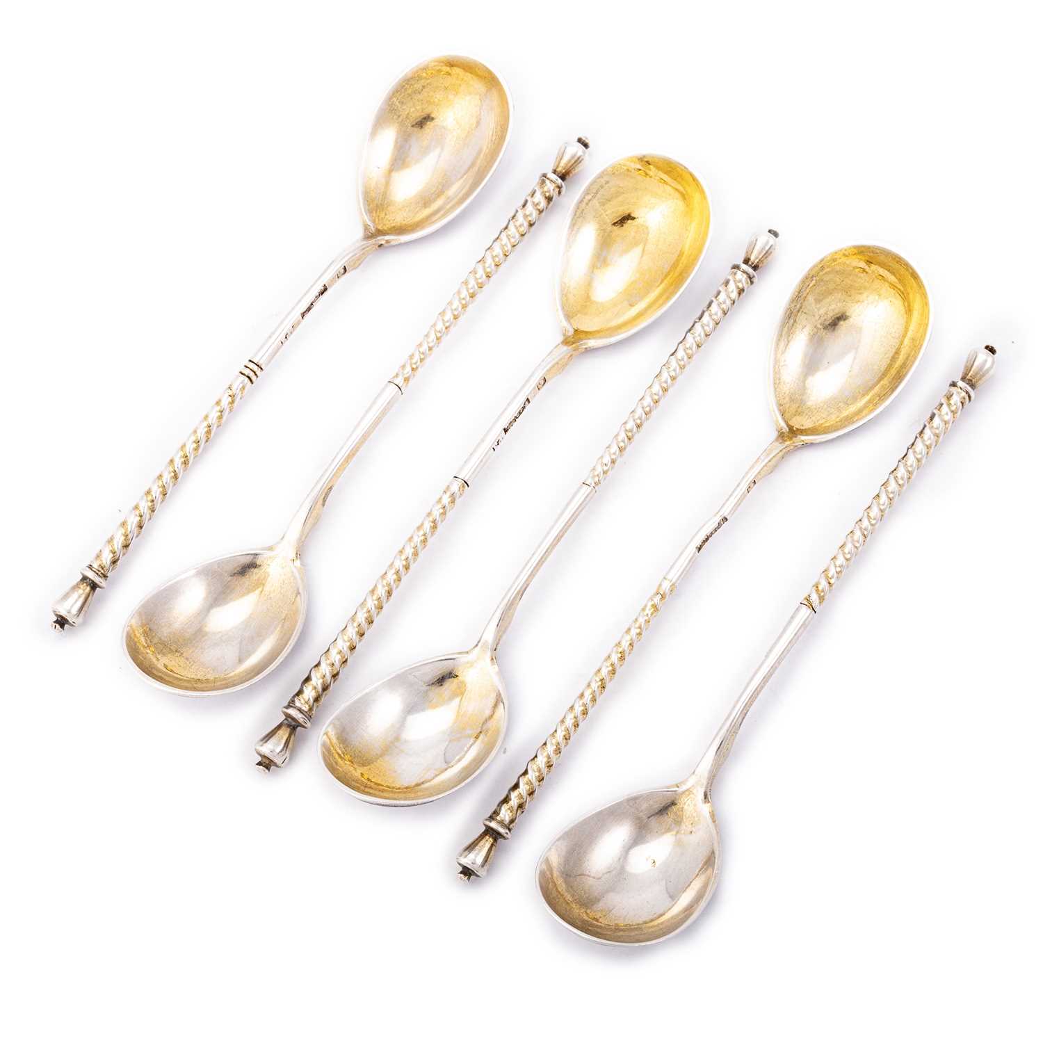 A SET OF SIX 19TH CENTURY RUSSIAN SILVER AND NIELLO SPOONS - Image 2 of 2