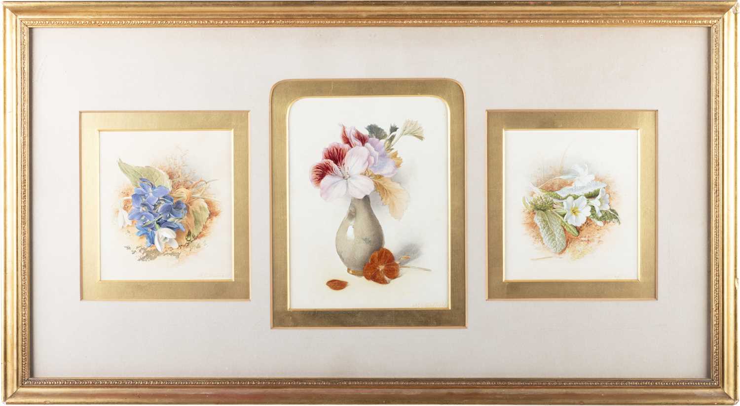 MARY ELIZABETH DUFFIELD ROSENBERG (1819-1914) THREE STILL LIFE STUDIES (FRAMED AS ONE)