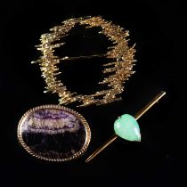 THREE GOLD BROOCHES