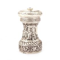 A RARE CHINESE CAST SILVER PEPPER GRINDER