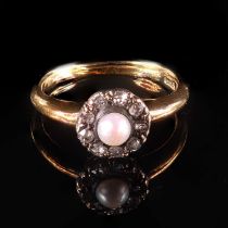 A VICTORIAN PEARL AND DIAMOND CLUSTER RING