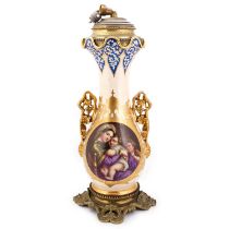 A LARGE PARIS PORCELAIN VASIFORM TABLE LAMP, 19TH CENTURY