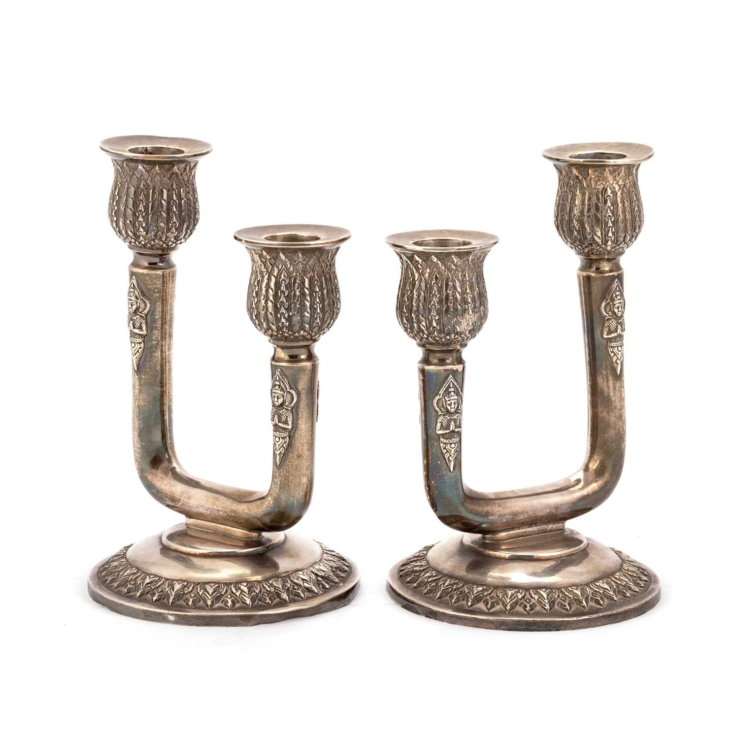 A PAIR OF SOUTH-EAST ASIAN CANDELABRA - Image 2 of 2