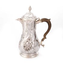 A GEORGE II SILVER HOT WATER JUG