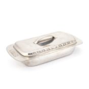 A LIBERTY & CO TUDRIC PEWTER MUFFIN DISH AND COVER