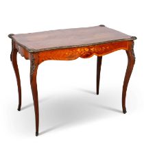 A LOUIS XV STYLE ORMOLU-MOUNTED FLORAL MARQUETRY WRITING TABLE, LATE 19TH CENTURY
