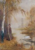 FREDERICK HINES (FL 1875-1920) LADY BY A LAKE