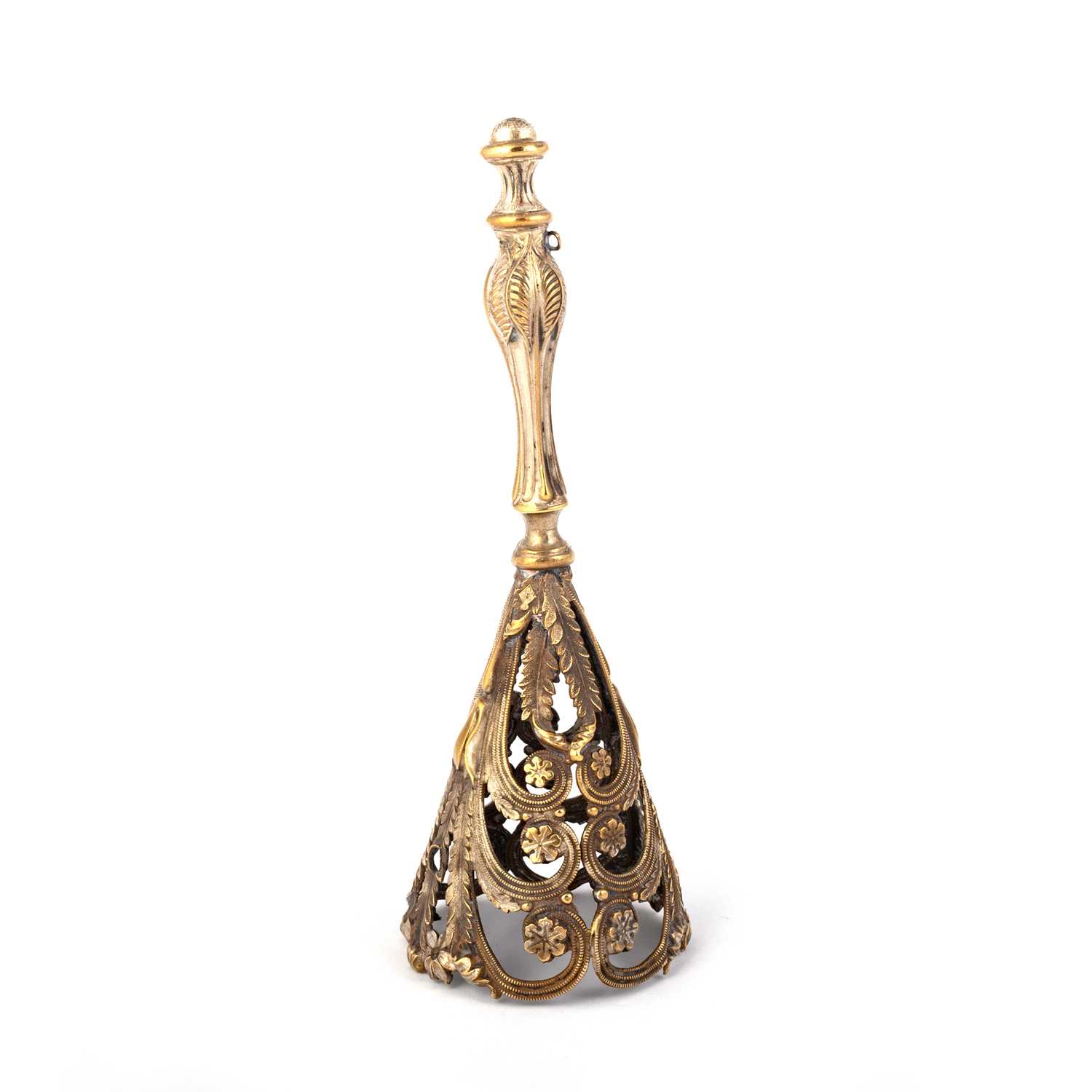 A VICTORIAN SILVERED METAL POSY HOLDER, CIRCA 1870