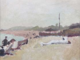 HAROLD HOPE READ (1881-1959) BEACH SCENE WITH FIGURES